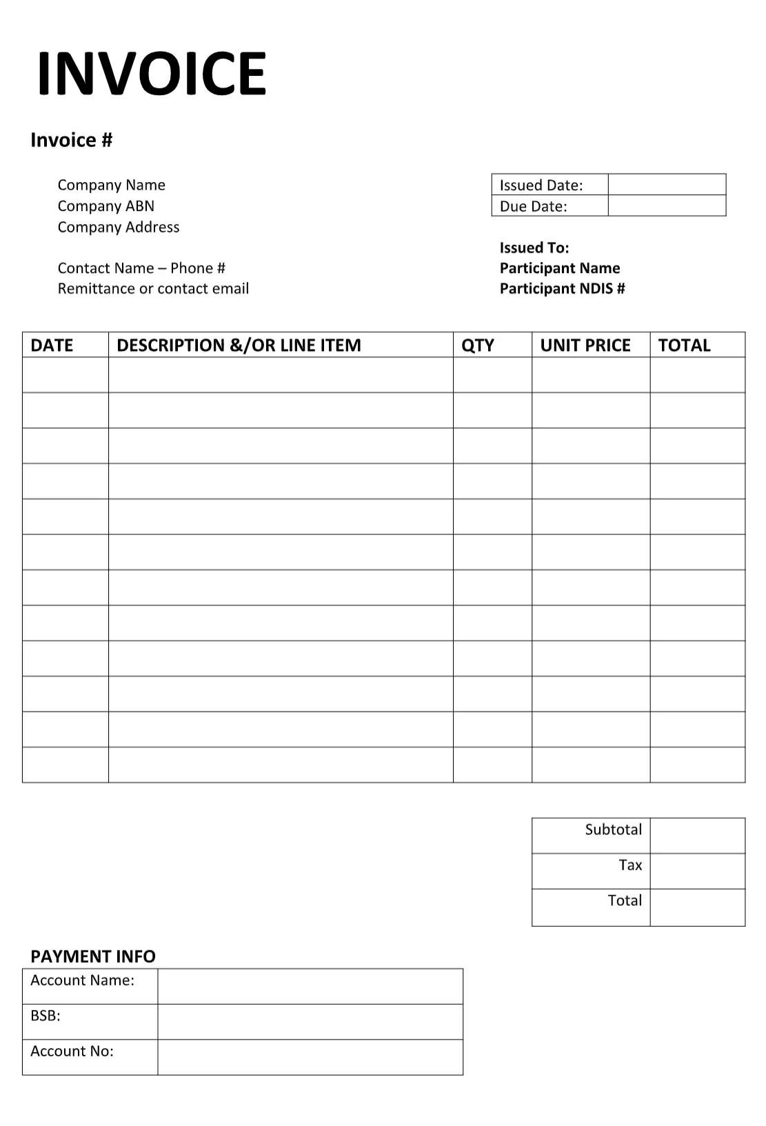 Preview of the Kera's Plan Management invoice template